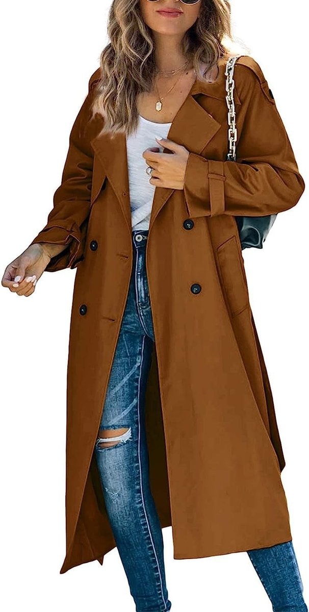 Georgiana | Women Black Longline Belted Trench Coat