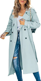 Georgiana | Women Black Longline Belted Trench Coat