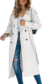 Georgiana | Women Black Longline Belted Trench Coat