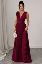Odette | Pleated Sleeveless Halter Evening Gown