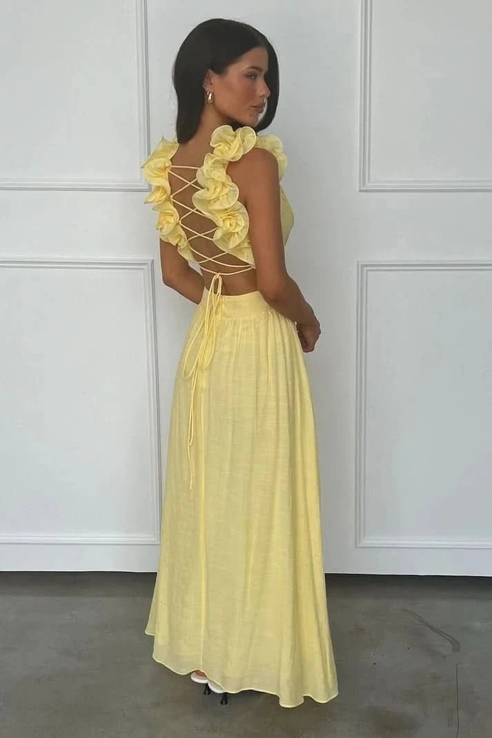 Odette | Pleated Sleeveless Halter Evening Gown