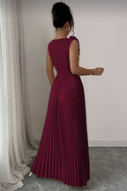 Odette | Pleated Sleeveless Halter Evening Gown
