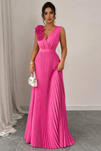 Odette | Pleated Sleeveless Halter Evening Gown