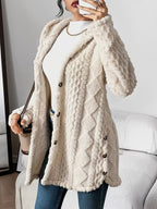 Sylvie | Red Camel Grey Hooded Cashmere Cardigan
