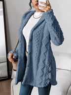 Sylvie | Red Camel Grey Hooded Cashmere Cardigan