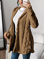 Sylvie | Red Camel Grey Hooded Cashmere Cardigan