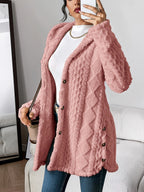 Sylvie | Red Camel Grey Hooded Cashmere Cardigan