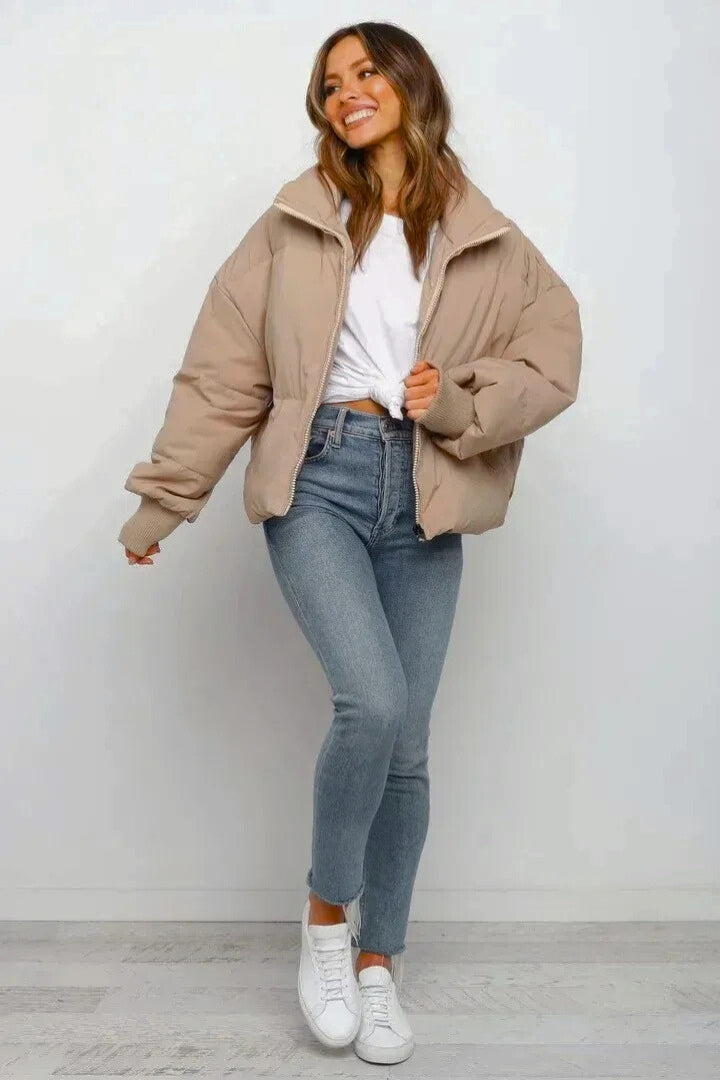Helena | Cropped Oversized Puffer Jacket With Hood