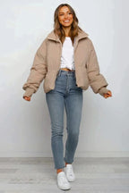 Helena | Cropped Oversized Puffer Jacket With Hood