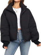 Helena | Cropped Oversized Puffer Jacket With Hood