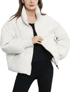 Helena | Cropped Oversized Puffer Jacket With Hood — White