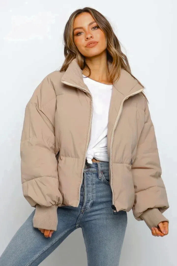 Helena | Cropped Oversized Puffer Jacket With Hood
