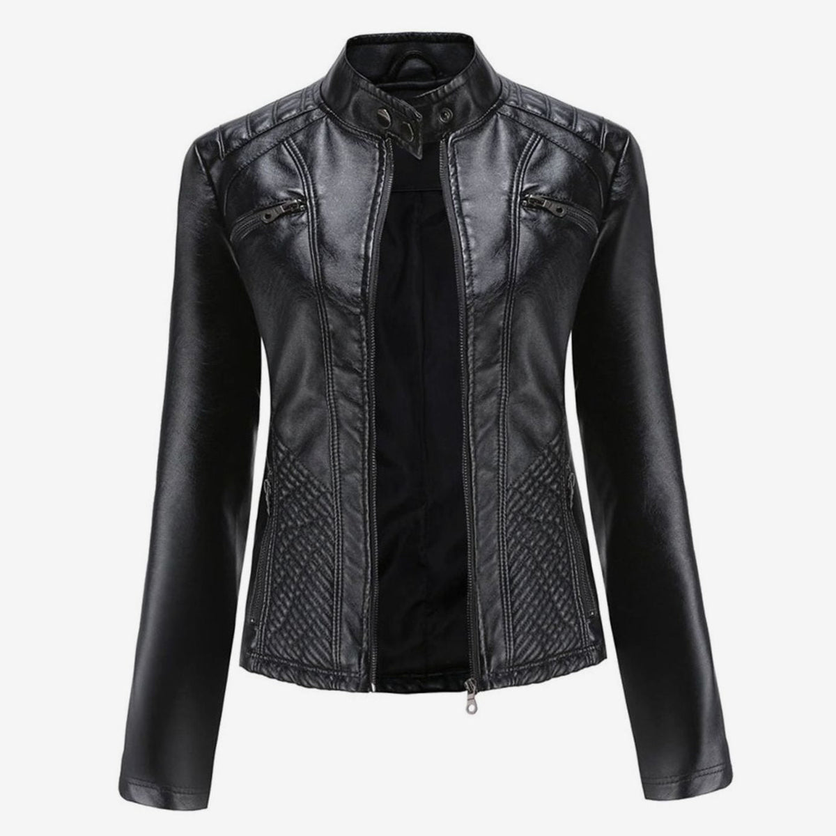 Wilhelmina | Faux Leather Biker Moto Jacket With Fur Collar