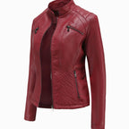 Wilhelmina | Faux Leather Biker Moto Jacket With Fur Collar