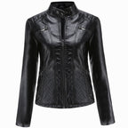 Wilhelmina | Faux Leather Biker Moto Jacket With Fur Collar — Black