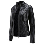 Wilhelmina | Faux Leather Biker Moto Jacket With Fur Collar