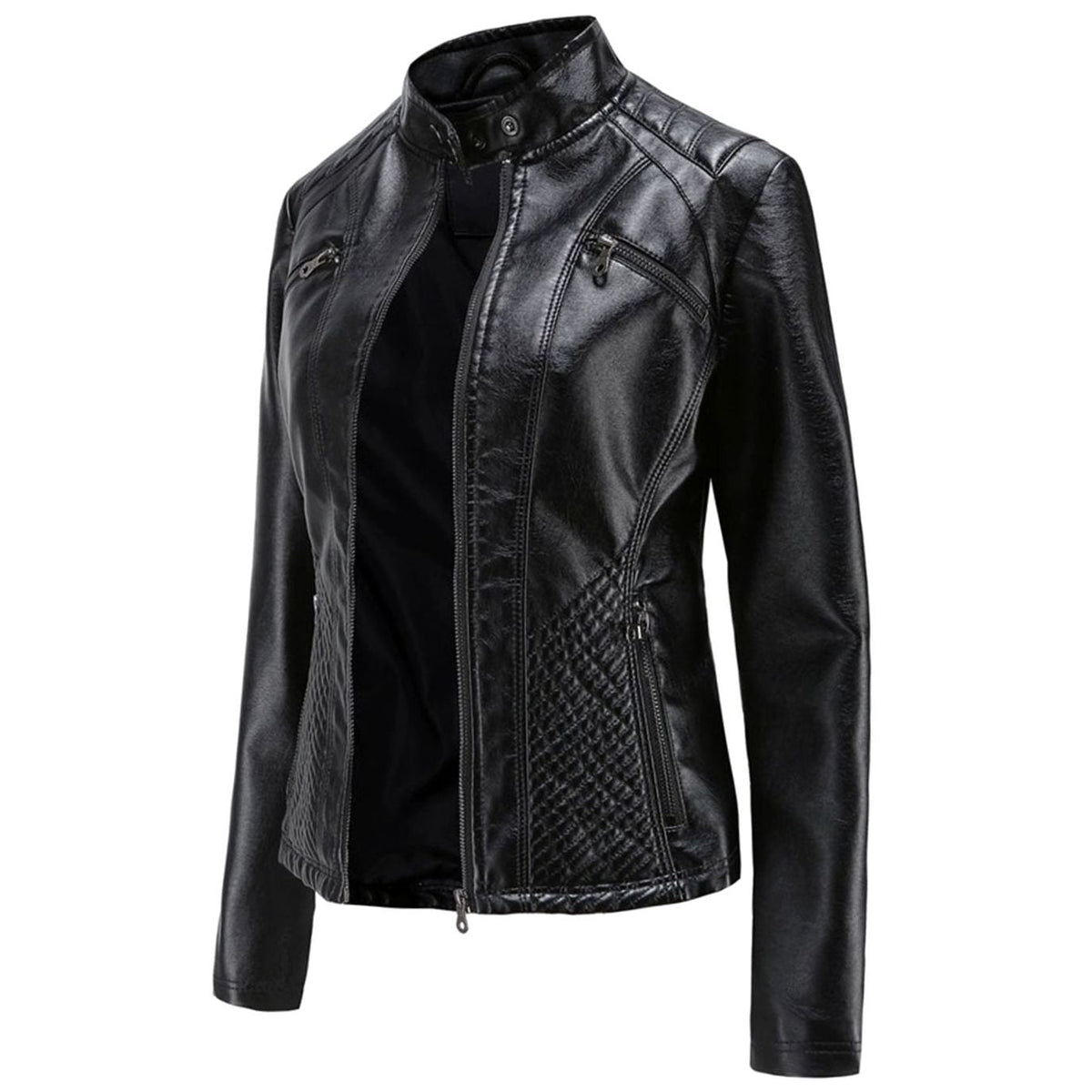 Wilhelmina | Faux Leather Biker Moto Jacket With Fur Collar