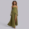 Floriane | Draped Asymmetric Halter Neck Maxi Gala Dress