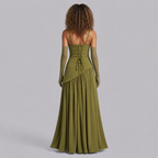Floriane | Draped Asymmetric Halter Neck Maxi Gala Dress