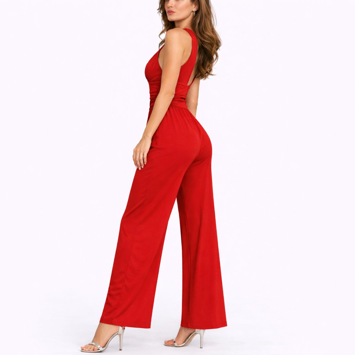 Lavinia | Women Black Wide-Leg V-Neck Jumpsuit