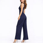 Lavinia | Women Black Wide-Leg V-Neck Jumpsuit