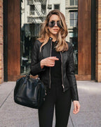 Octavia | Women Faux Leather Jacket Slim Fit Zip Up