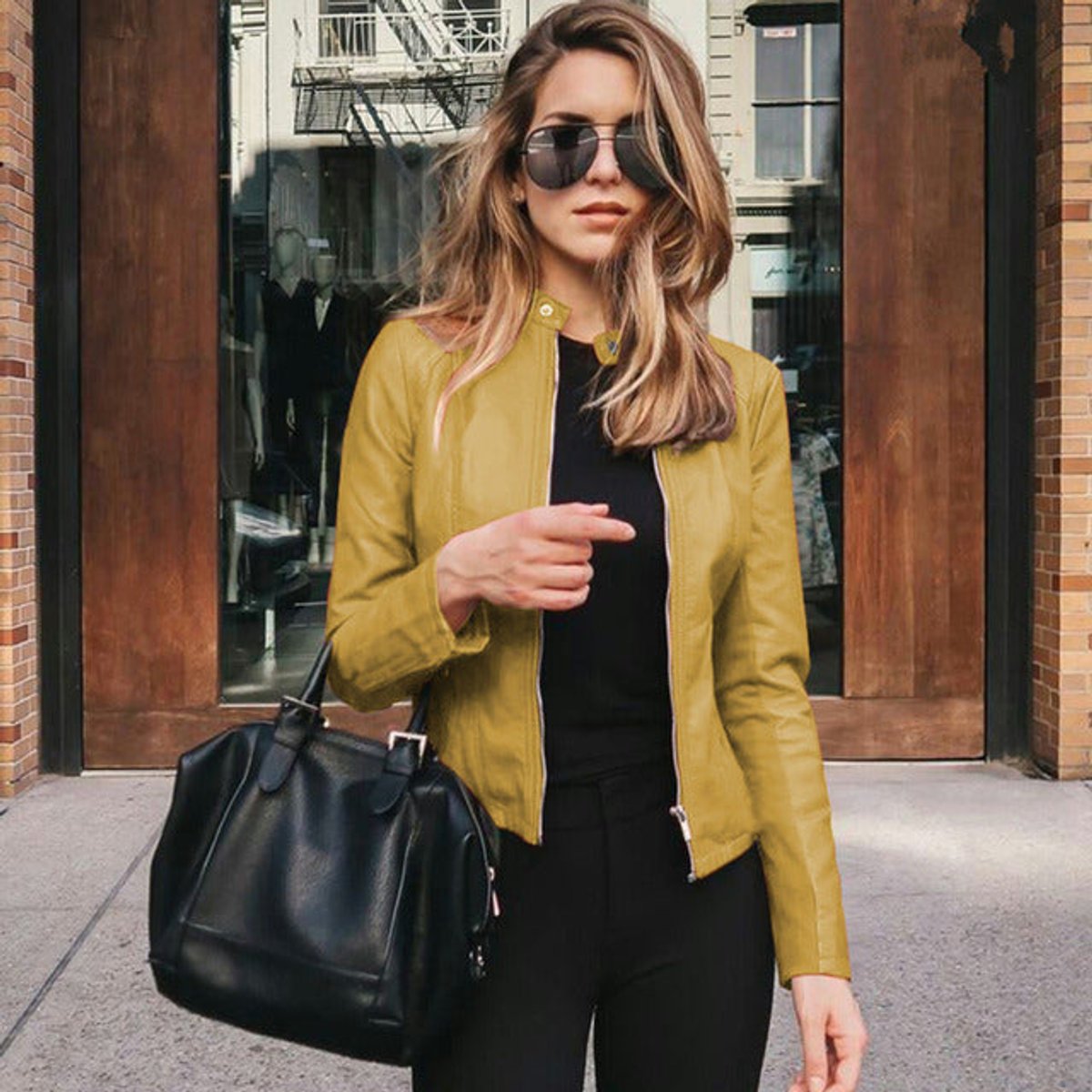 Octavia | Women Faux Leather Jacket Slim Fit Zip Up