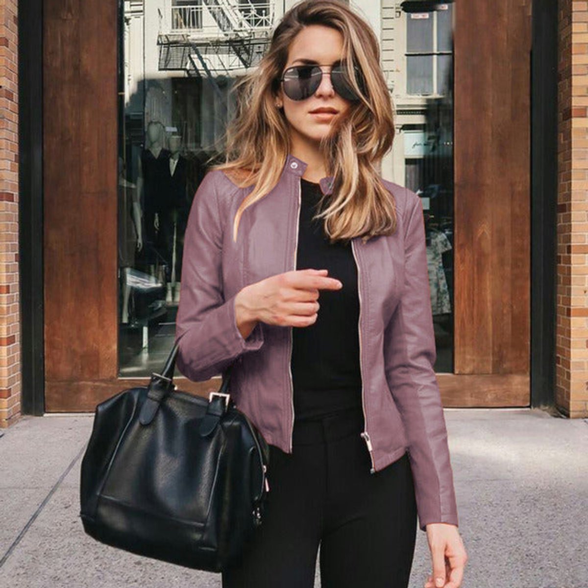 Octavia | Women Faux Leather Jacket Slim Fit Zip Up