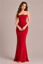 Cosima | Black Strapless Satin Gown For Women Evening Formal