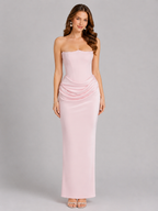 Cosima | Black Strapless Satin Gown For Women Evening Formal