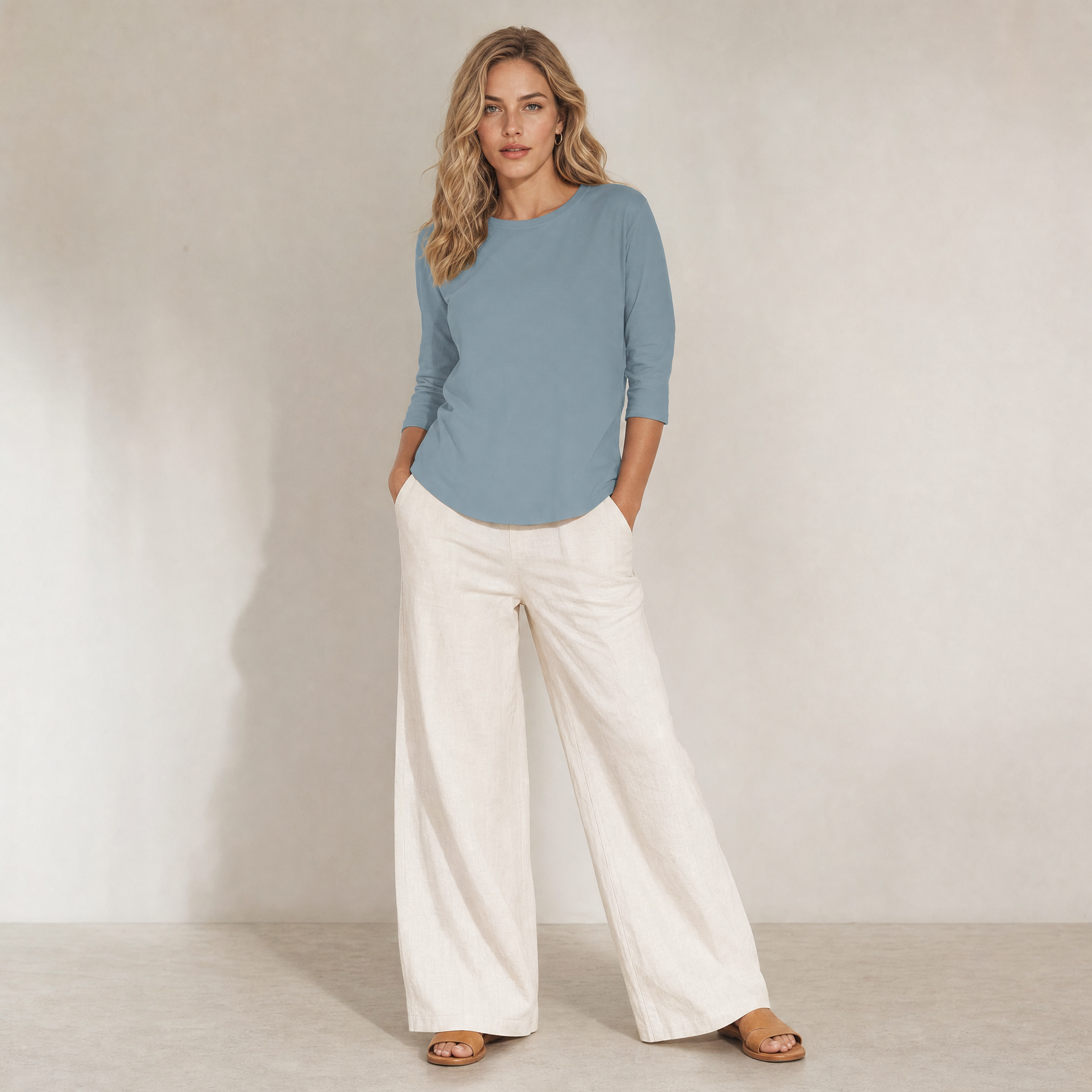 Rosalind | Relaxed Layering Top with 3/4 Sleeve