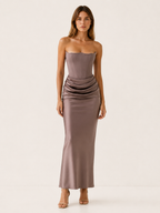 Rosanna | Strapless Draped Corset Maxi Dress